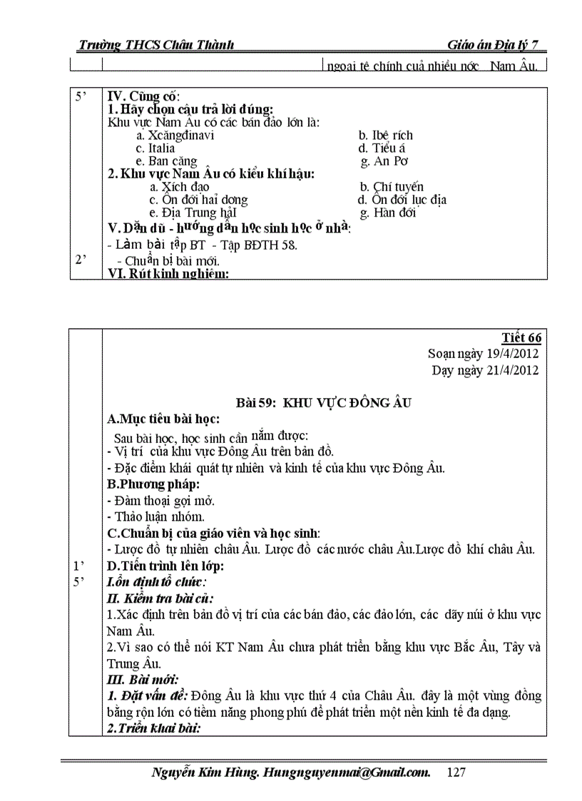 image for page Giáo án địalí 7 chuẩn kiến thức