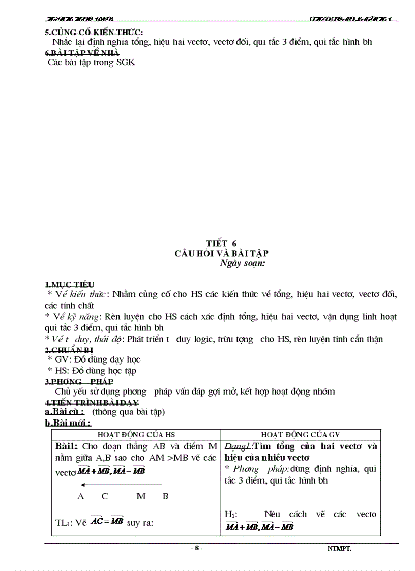 image for page Giáo án hình học 10cb