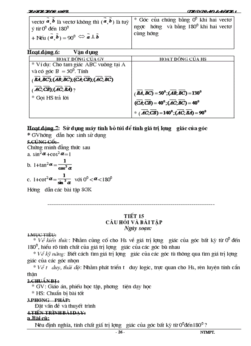 image for page Giáo án hình học 10cb