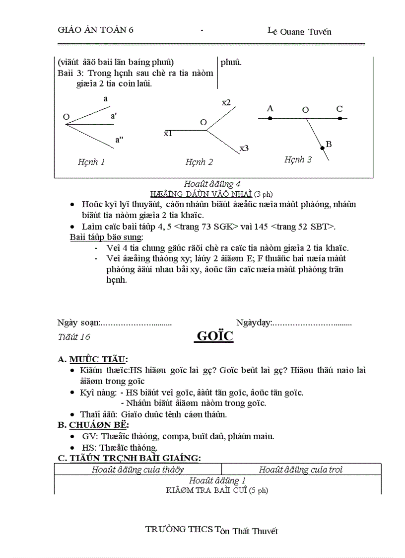 Giáo án hình học 6 hkII