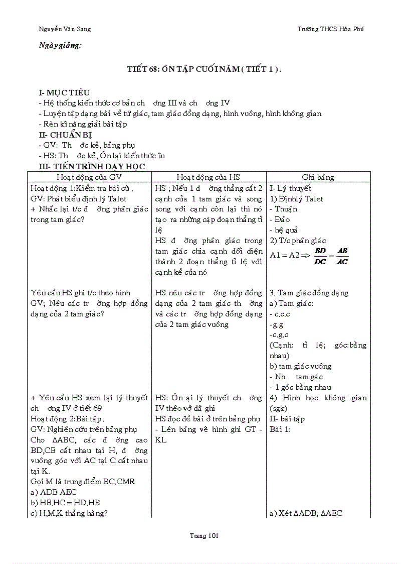 image for page Giáo án Hình học 8