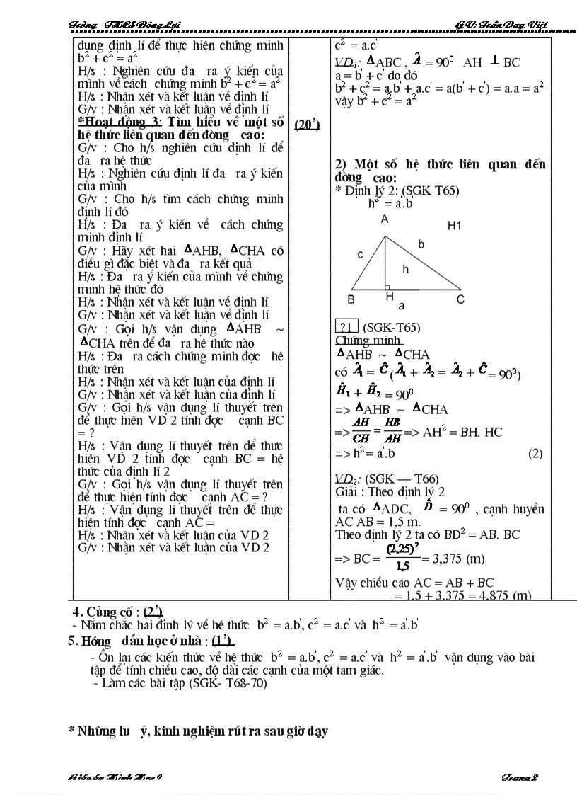 Giáo án Hình học 9