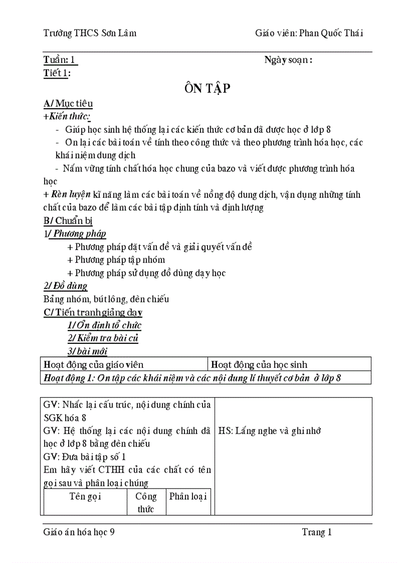 image for page Giáo án hóa 9 HK1