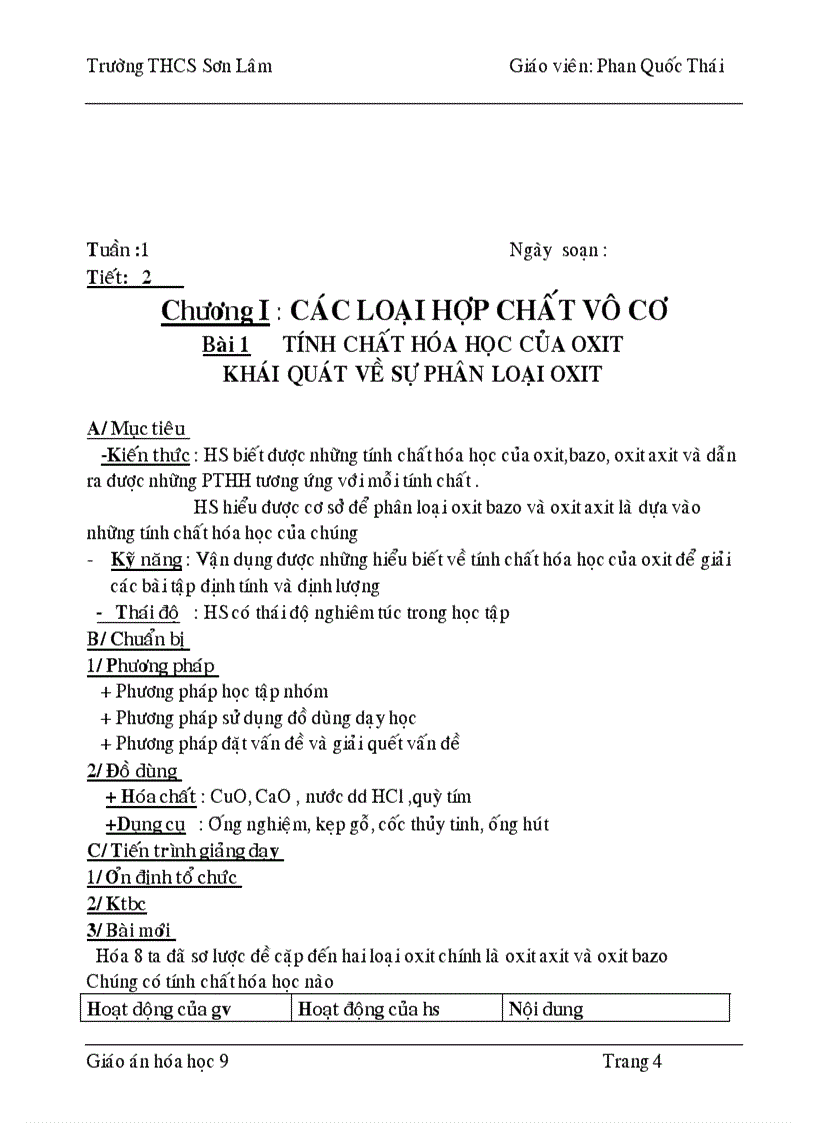 image for page Giáo án hóa 9 HK1