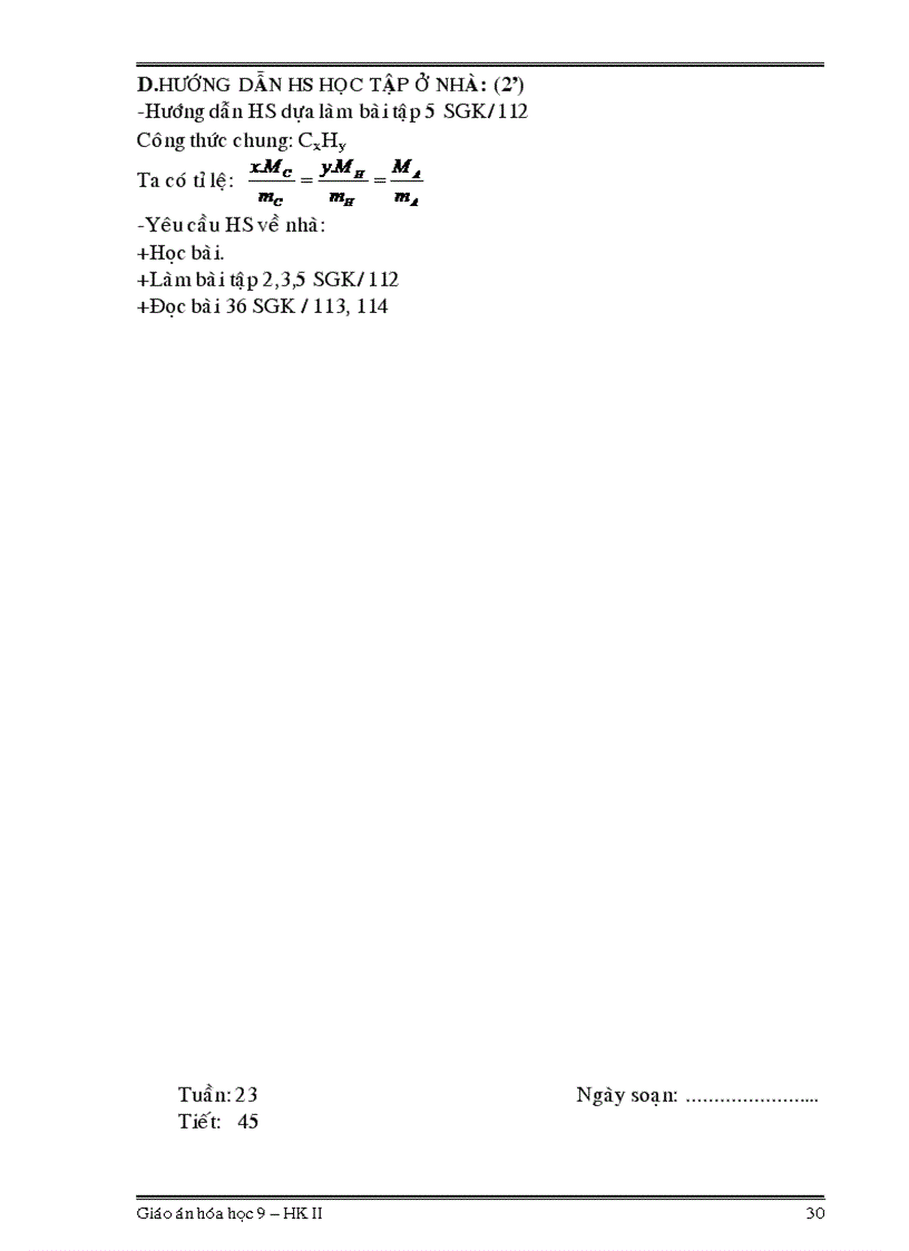 image for page Giáo án hóa học 9 HKII