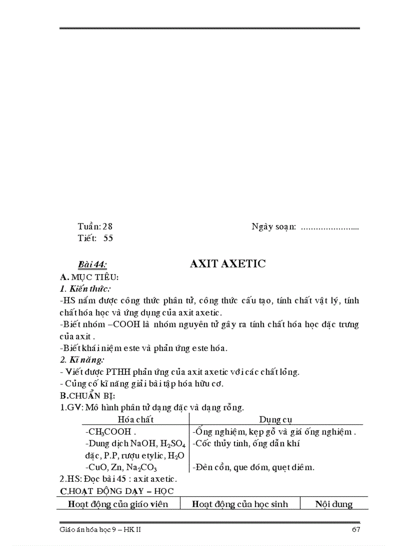 image for page Giáo án hóa học 9 HKII