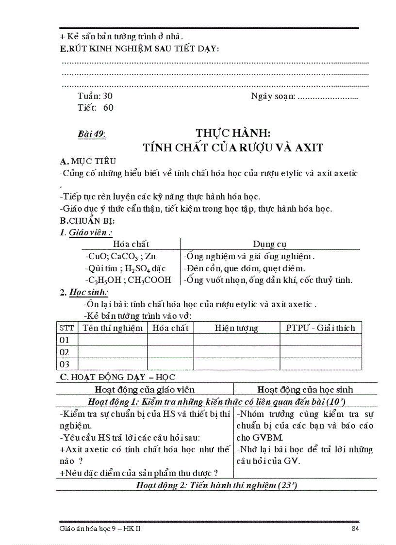 image for page Giáo án hóa học 9 HKII