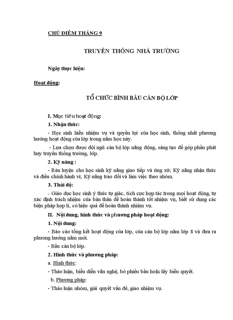 image for page Giáo án Hoạt động ngoài giờ lên lớp