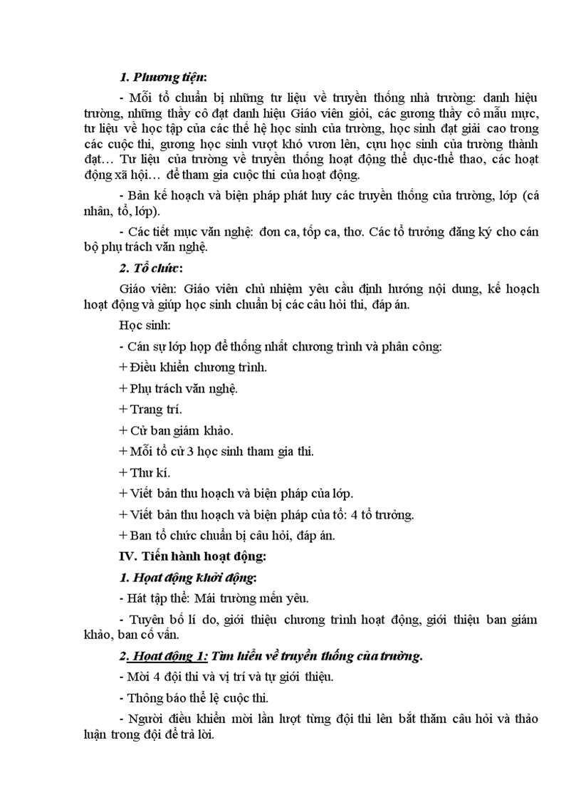 image for page Giáo án Hoạt động ngoài giờ lên lớp