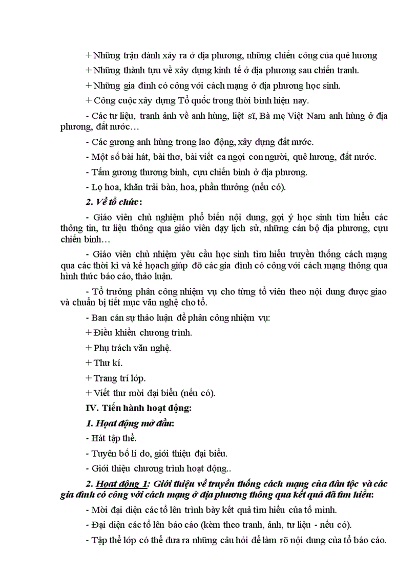 image for page Giáo án Hoạt động ngoài giờ lên lớp