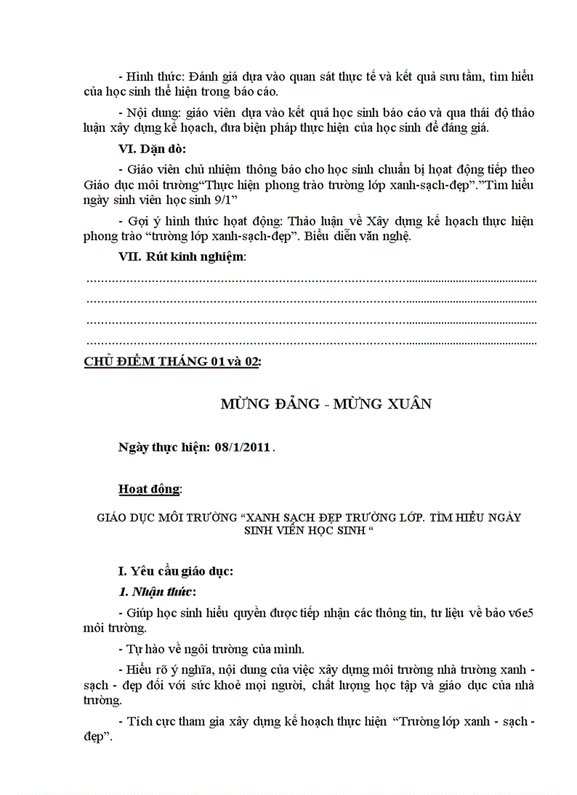 image for page Giáo án Hoạt động ngoài giờ lên lớp