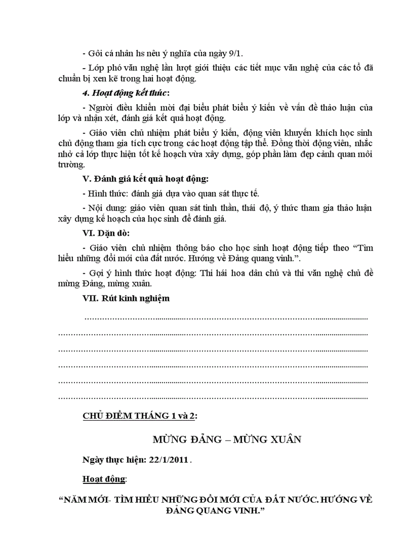 image for page Giáo án Hoạt động ngoài giờ lên lớp