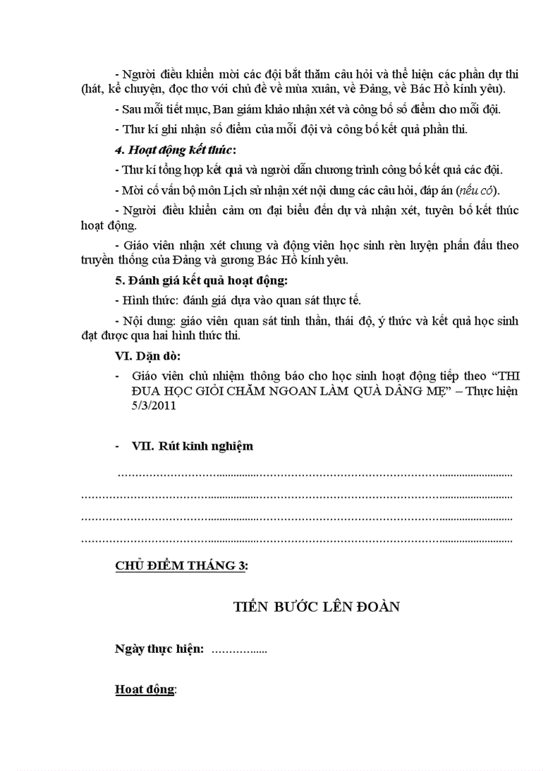 image for page Giáo án Hoạt động ngoài giờ lên lớp