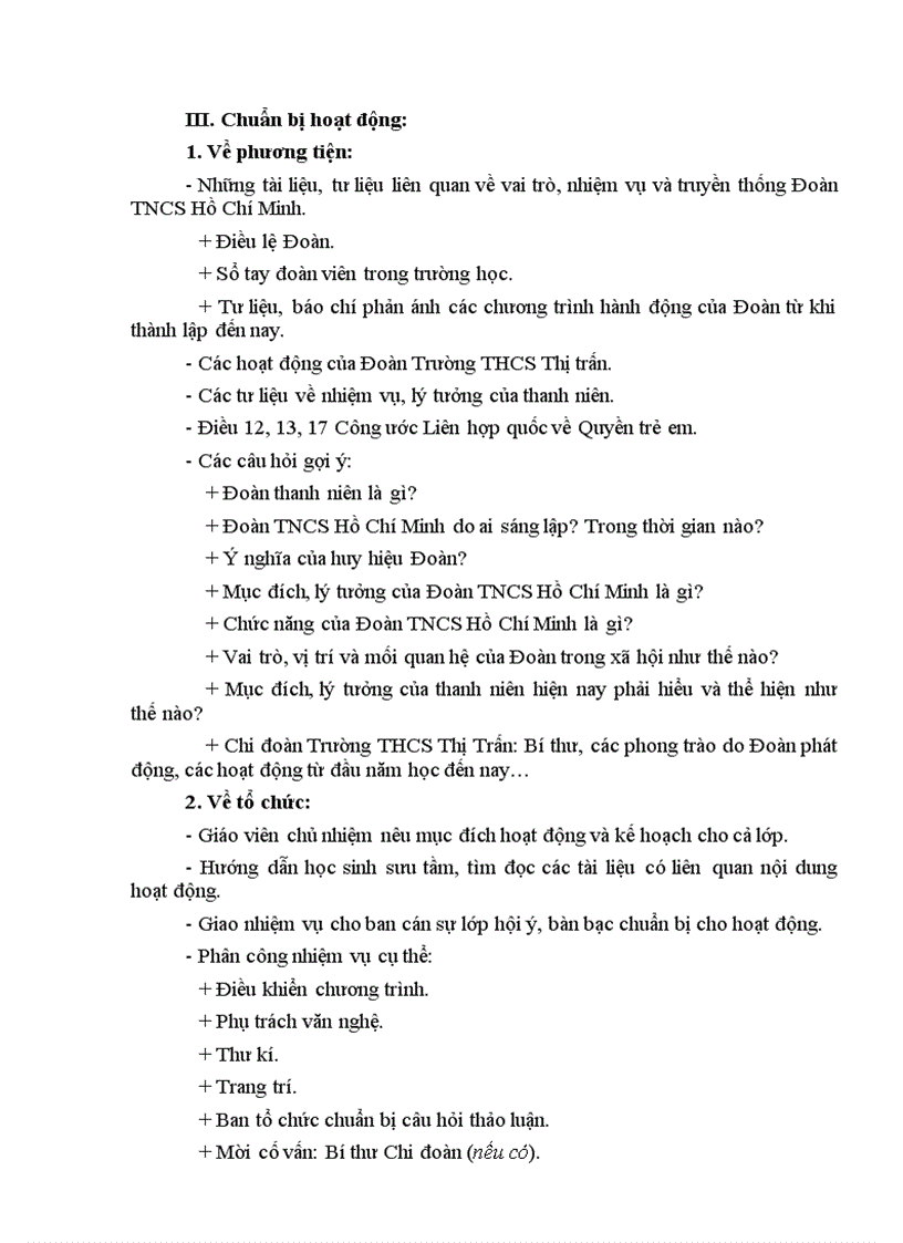 image for page Giáo án Hoạt động ngoài giờ lên lớp