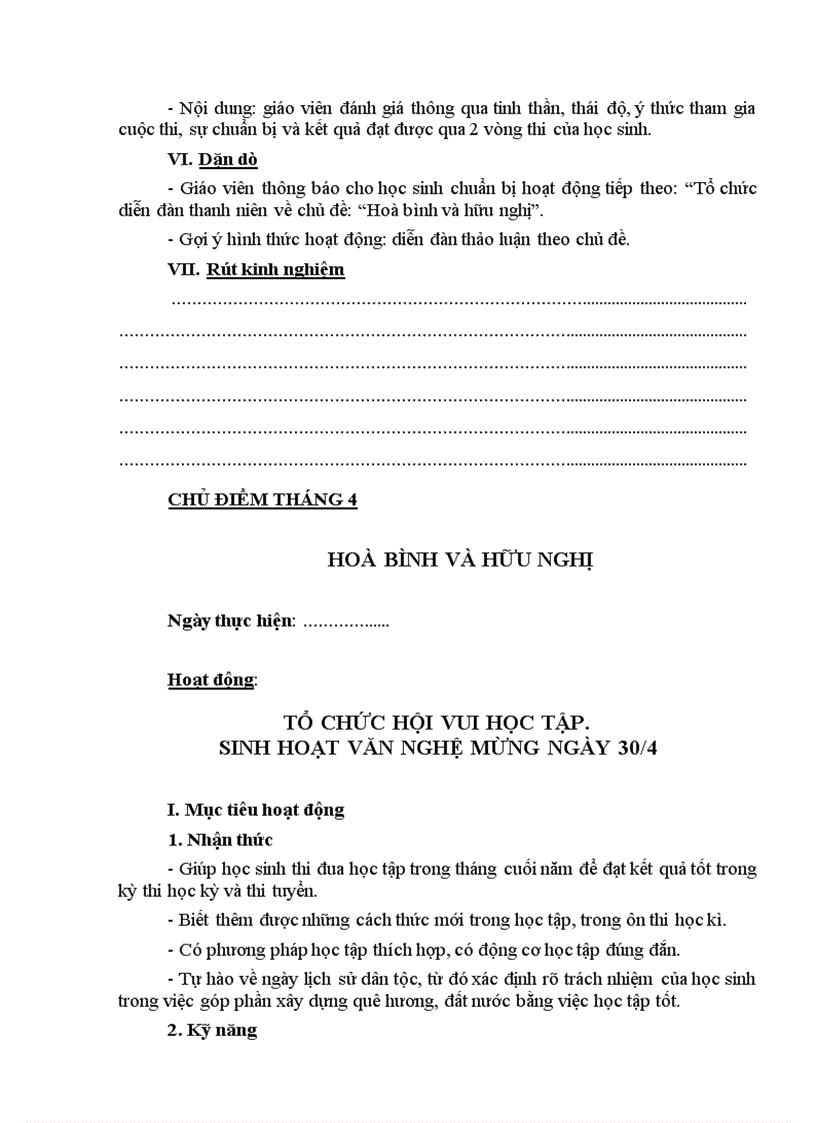 image for page Giáo án Hoạt động ngoài giờ lên lớp