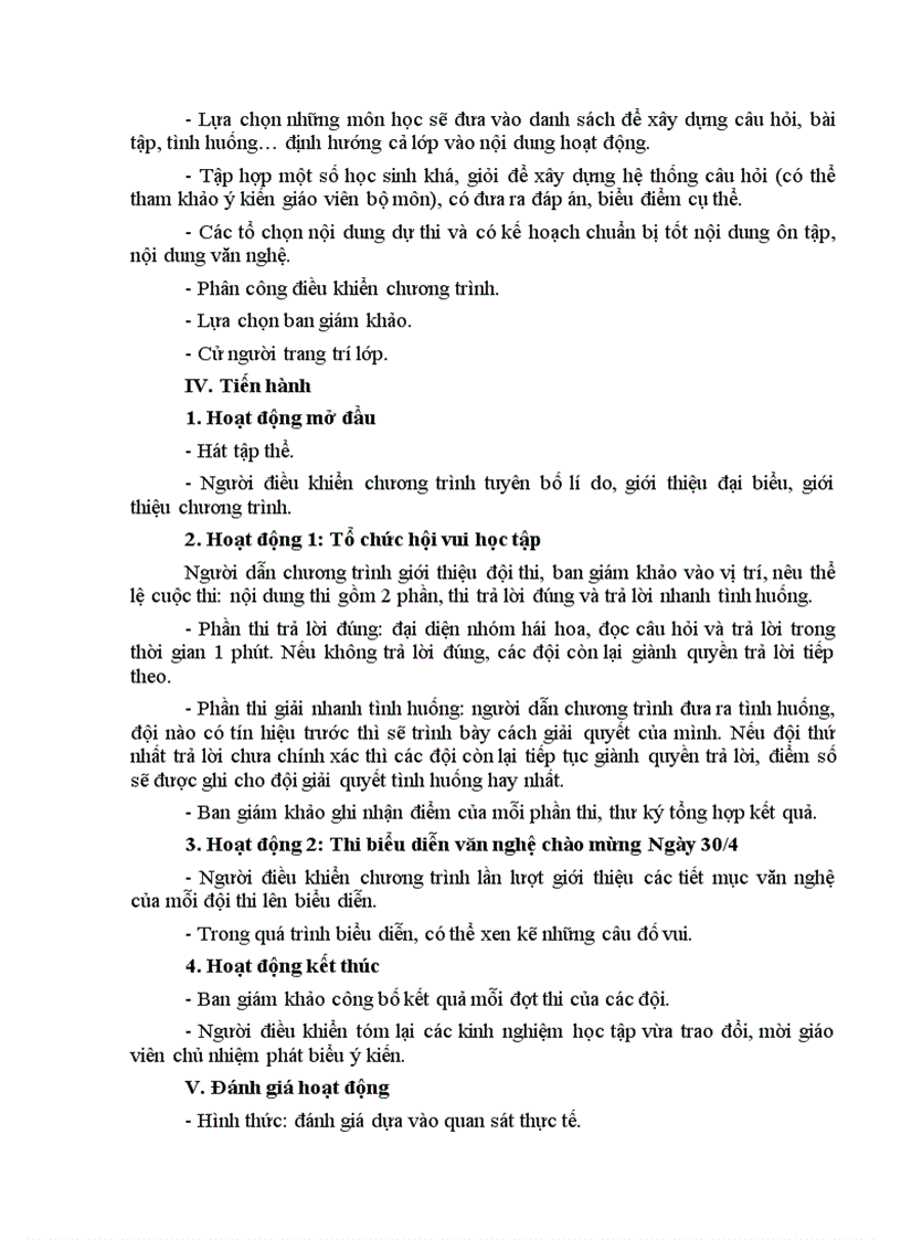 image for page Giáo án Hoạt động ngoài giờ lên lớp