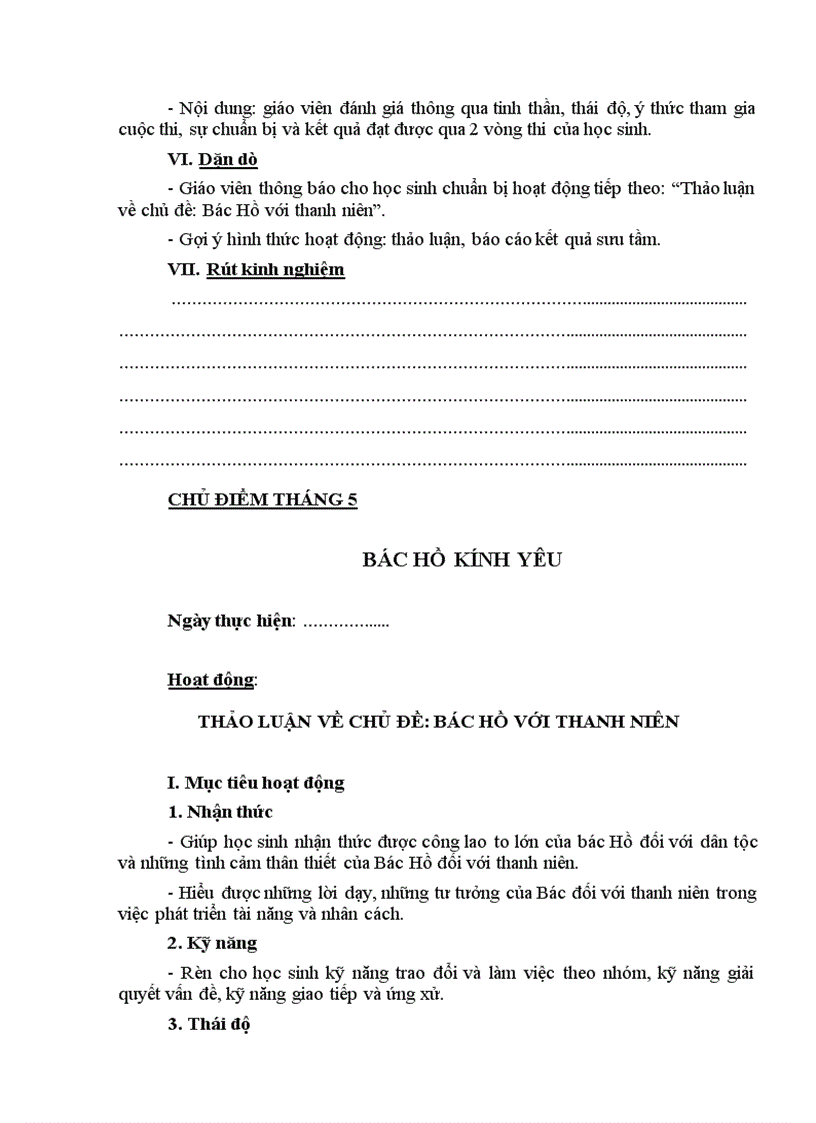 image for page Giáo án Hoạt động ngoài giờ lên lớp