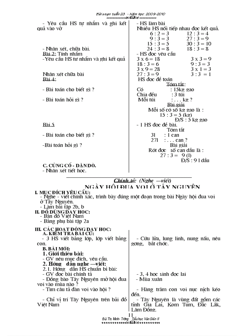 image for page Giáo án khối 2 tuần 23 cả sáng và chiều