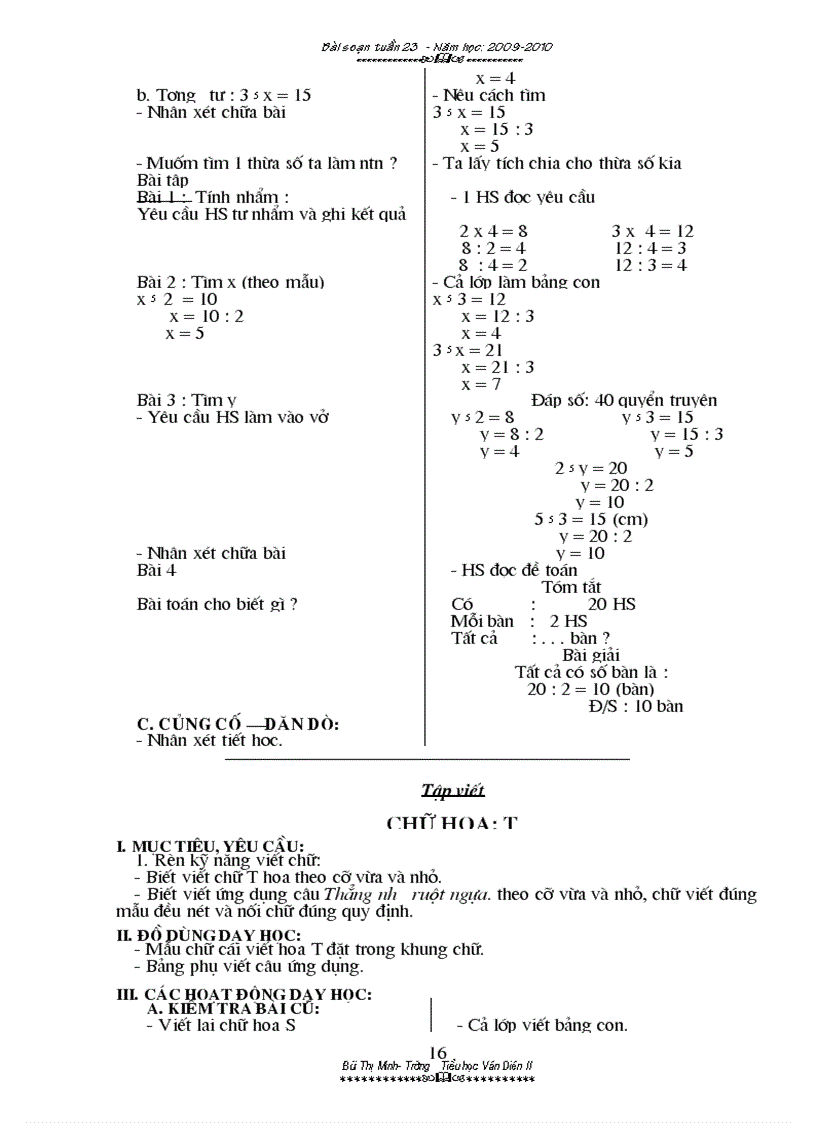 image for page Giáo án khối 2 tuần 23 cả sáng và chiều