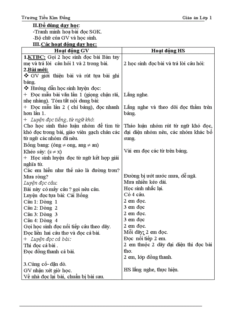 image for page Giáo án lớp 1 Tuần 26 CKTKN