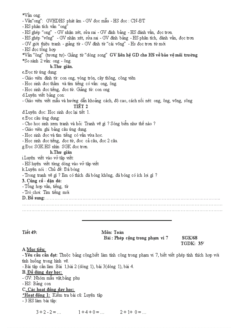 image for page Giáo án lớp 1 Tuần 13
