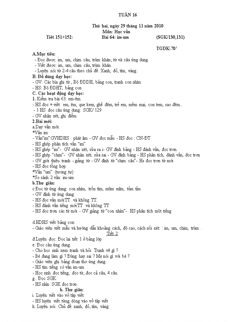 image for page Giáo án lớp 1 Tuần 16