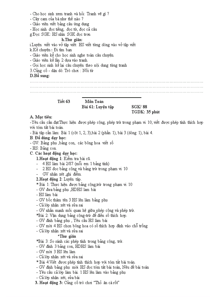 image for page Giáo án lớp 1 Tuần 16