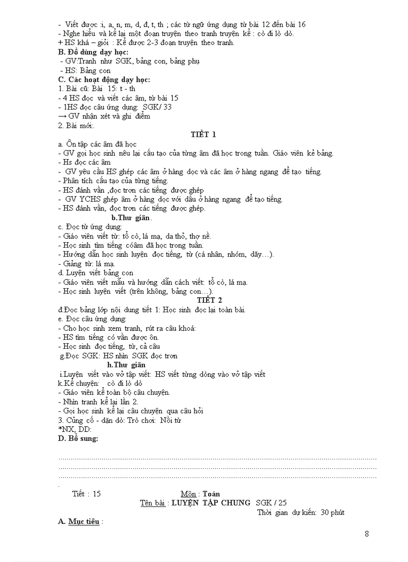 image for page Giáo án lớp 1 Tuần 4