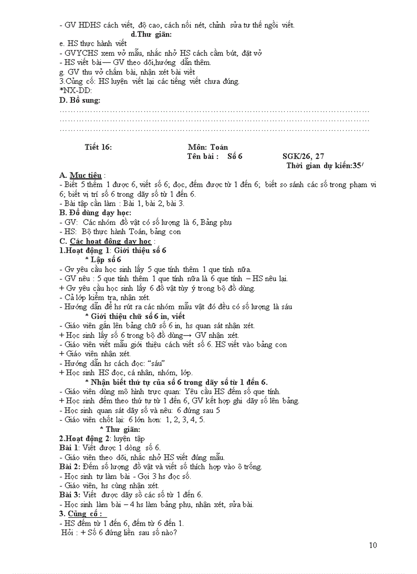image for page Giáo án lớp 1 Tuần 4