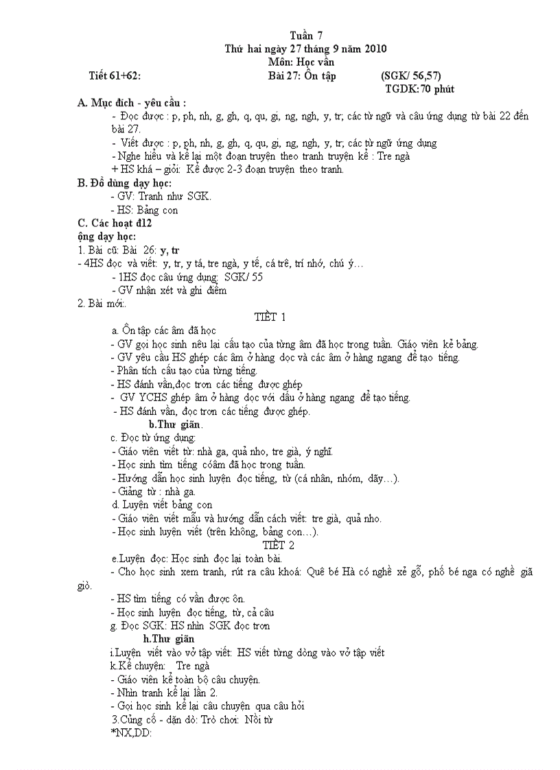 image for page Giáo án lớp 1 Tuần 7