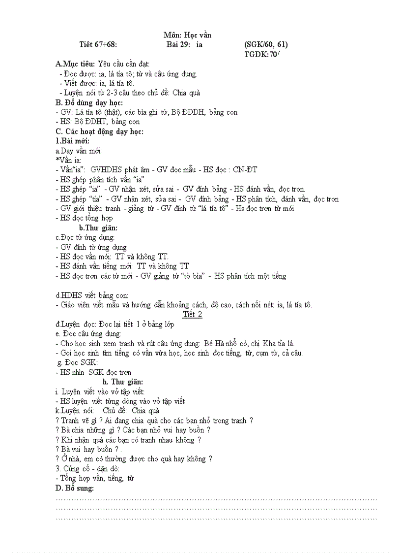 image for page Giáo án lớp 1 Tuần 7