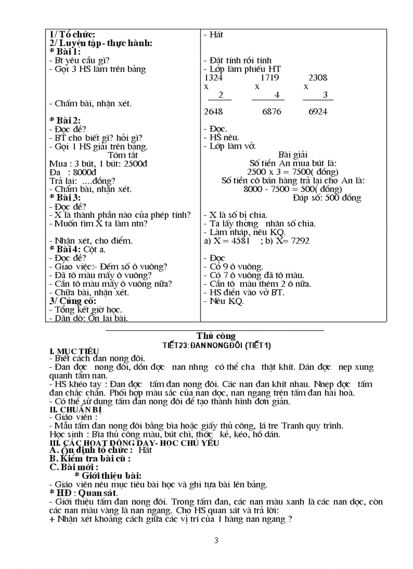 image for page Giáo án lớp 3 chọn TUẦN 23