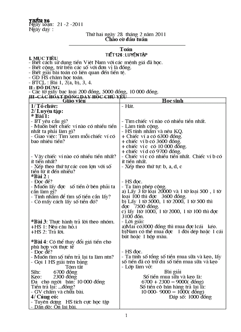 image for page Giáo án lớp 3 chọn TUẦN 26