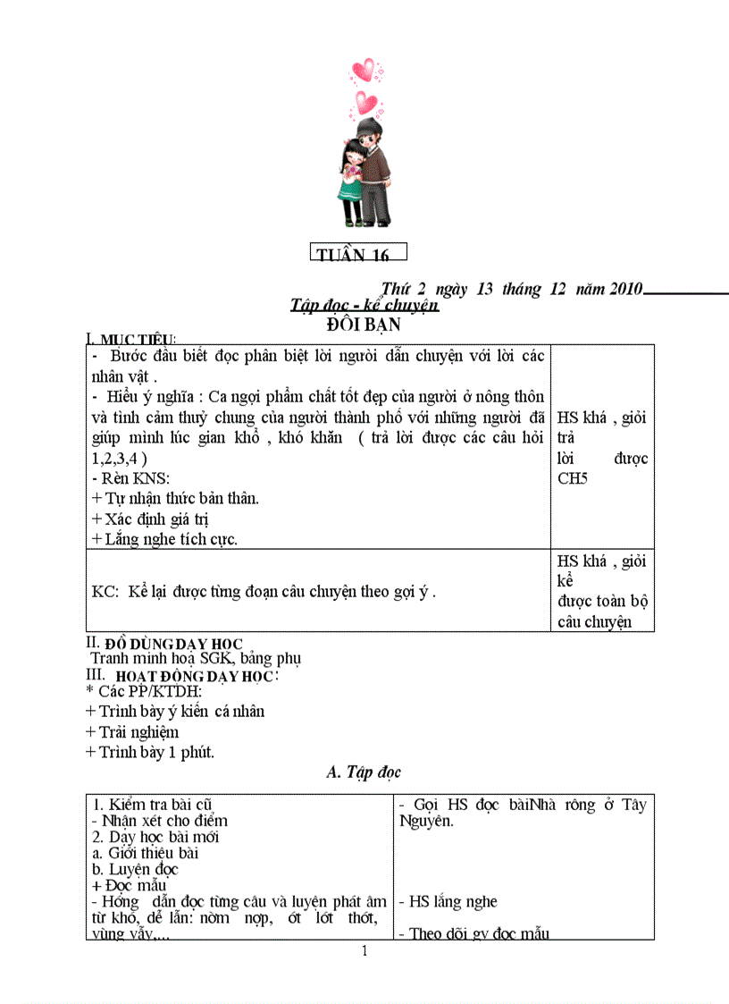 image for page Giáo án lớp 3 tuần 16