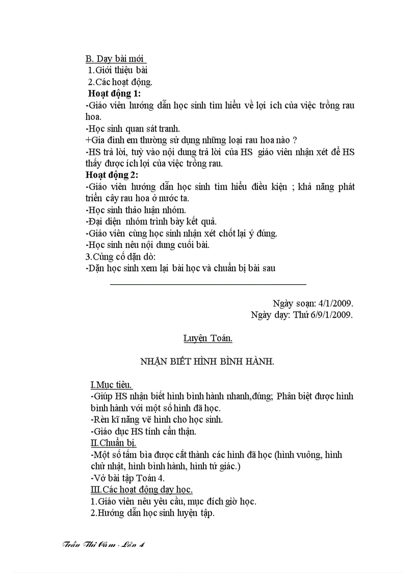 image for page Giáo án lớp 4 buổi chiều