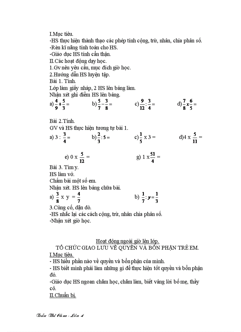 image for page Giáo án lớp 4 buổi chiều