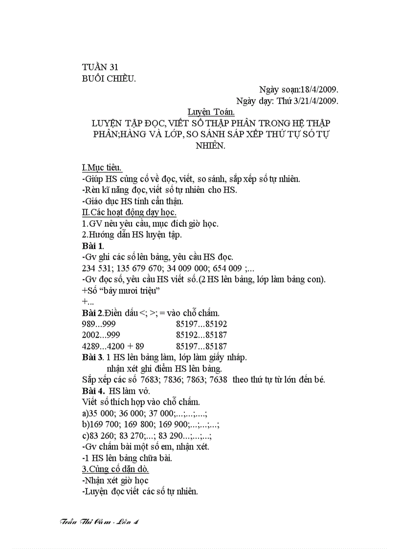 image for page Giáo án lớp 4 buổi chiều