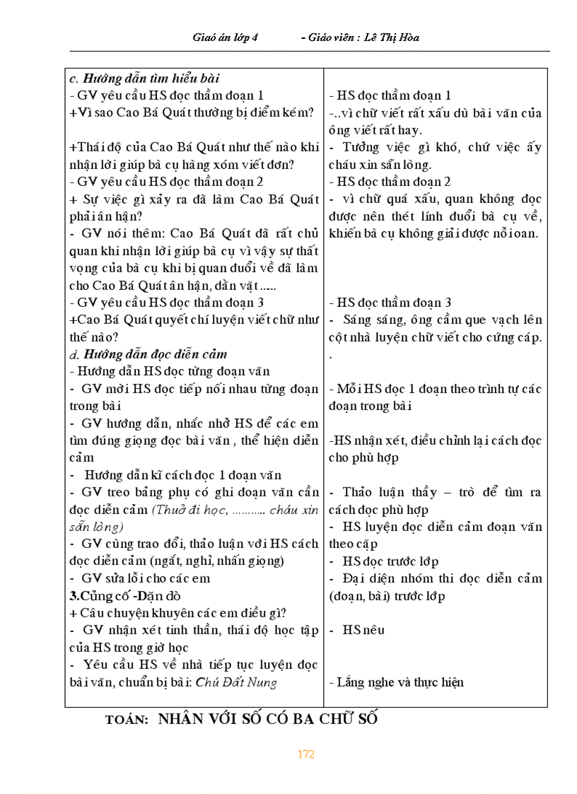 image for page Giáo án lớp 4 tuần 13 CKTKN