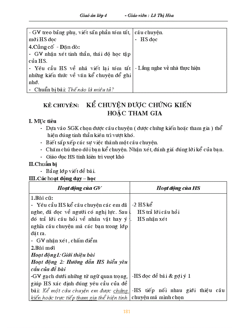 image for page Giáo án lớp 4 tuần 13 CKTKN