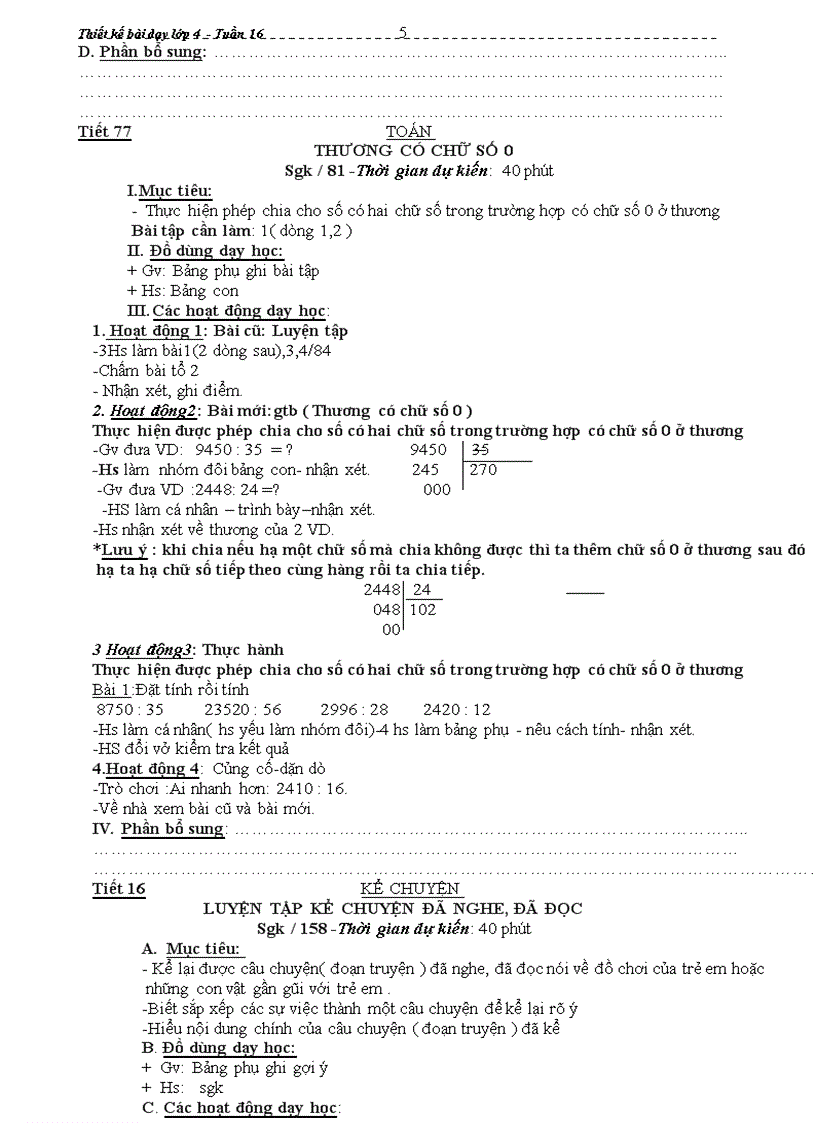 image for page Giáo án lớp 4 Tuần 16