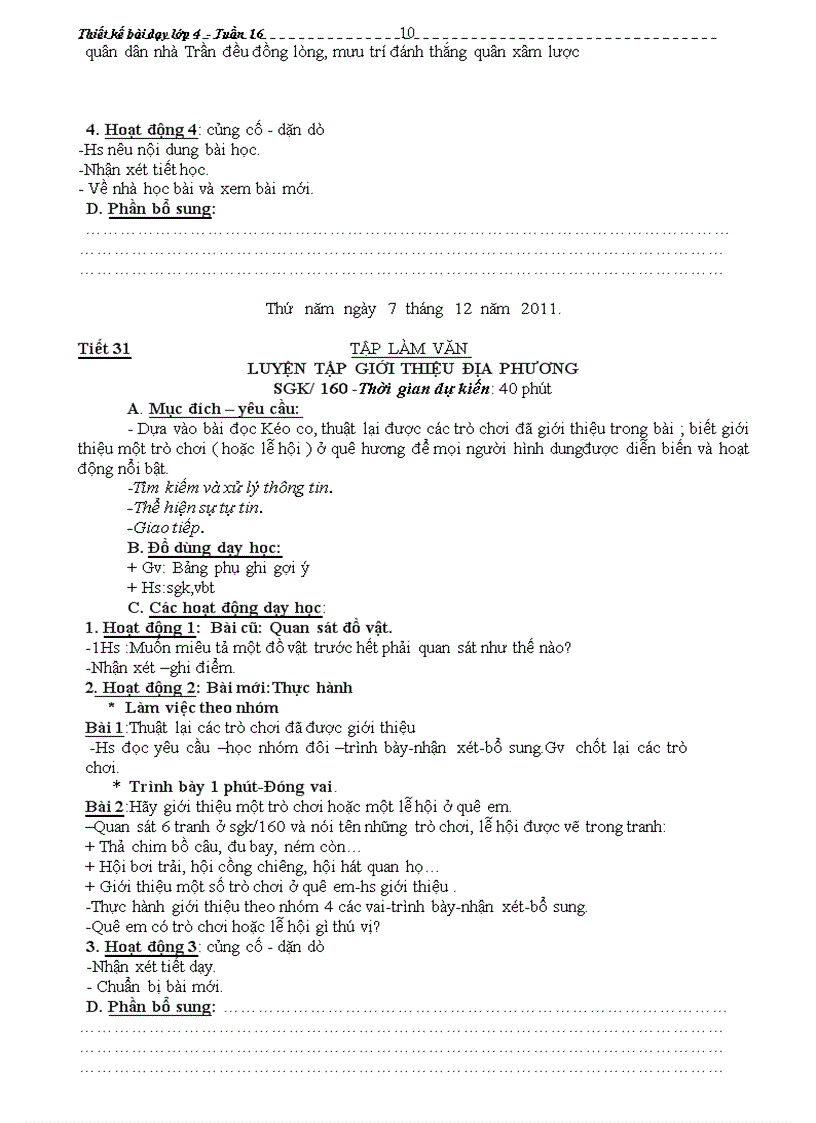 image for page Giáo án lớp 4 Tuần 16