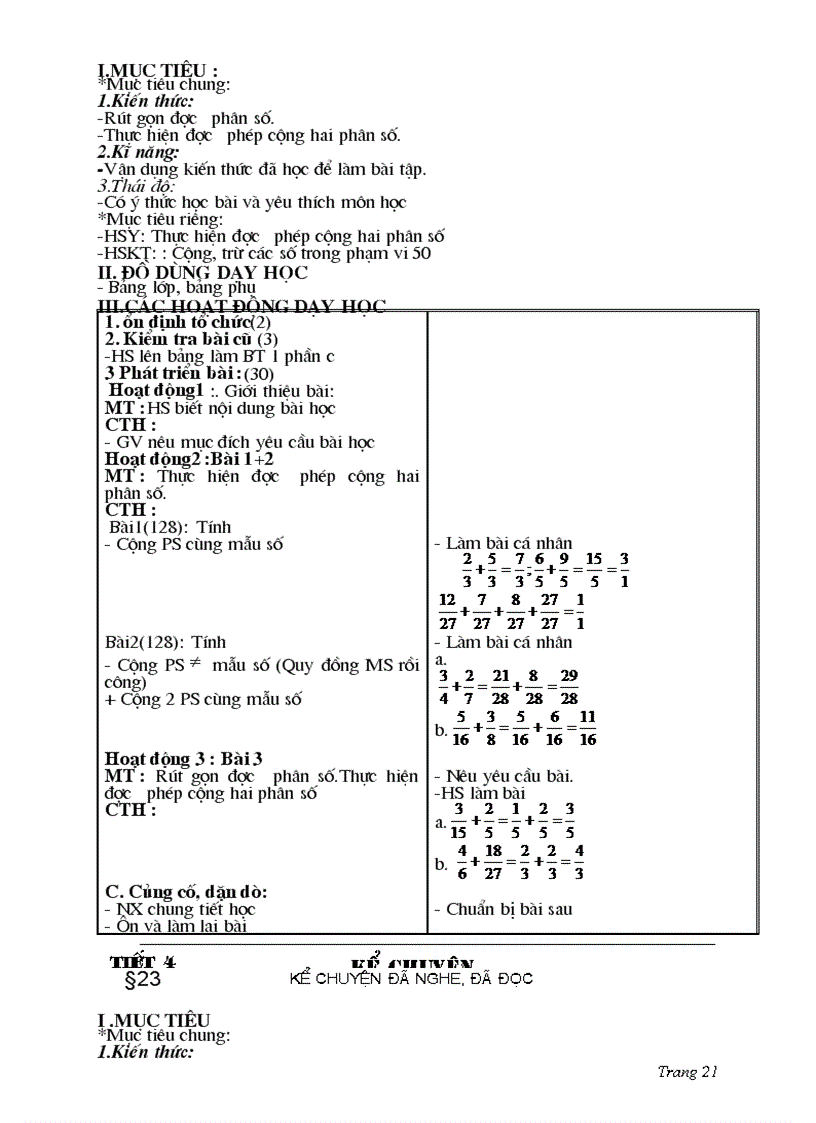 image for page Giáo án lớp 4 tuần 24