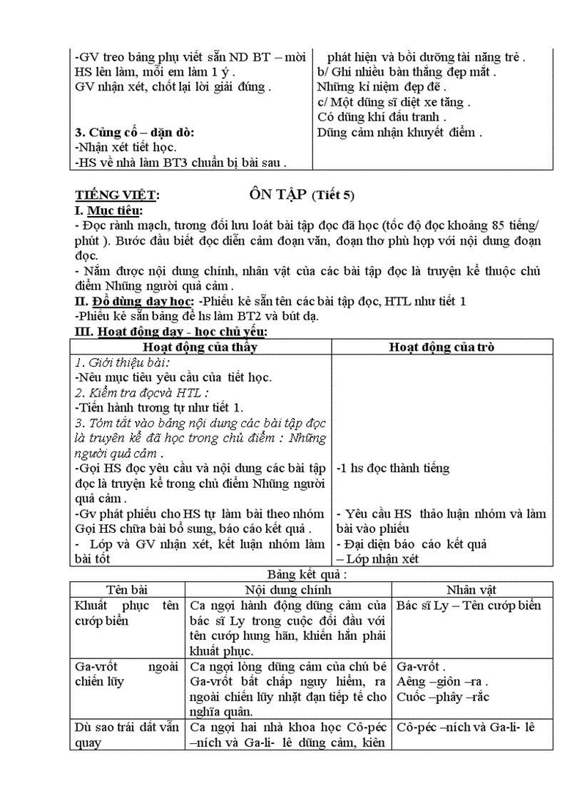 image for page Giáo án lớp 4 Tuần 28 CKTKN