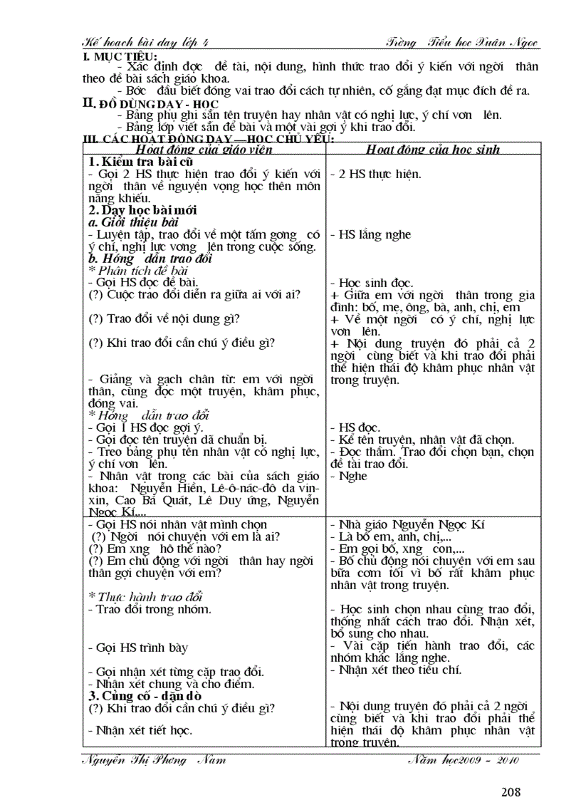 image for page Giáo án lớp 4 Tuần 11 năm học 2009 2010