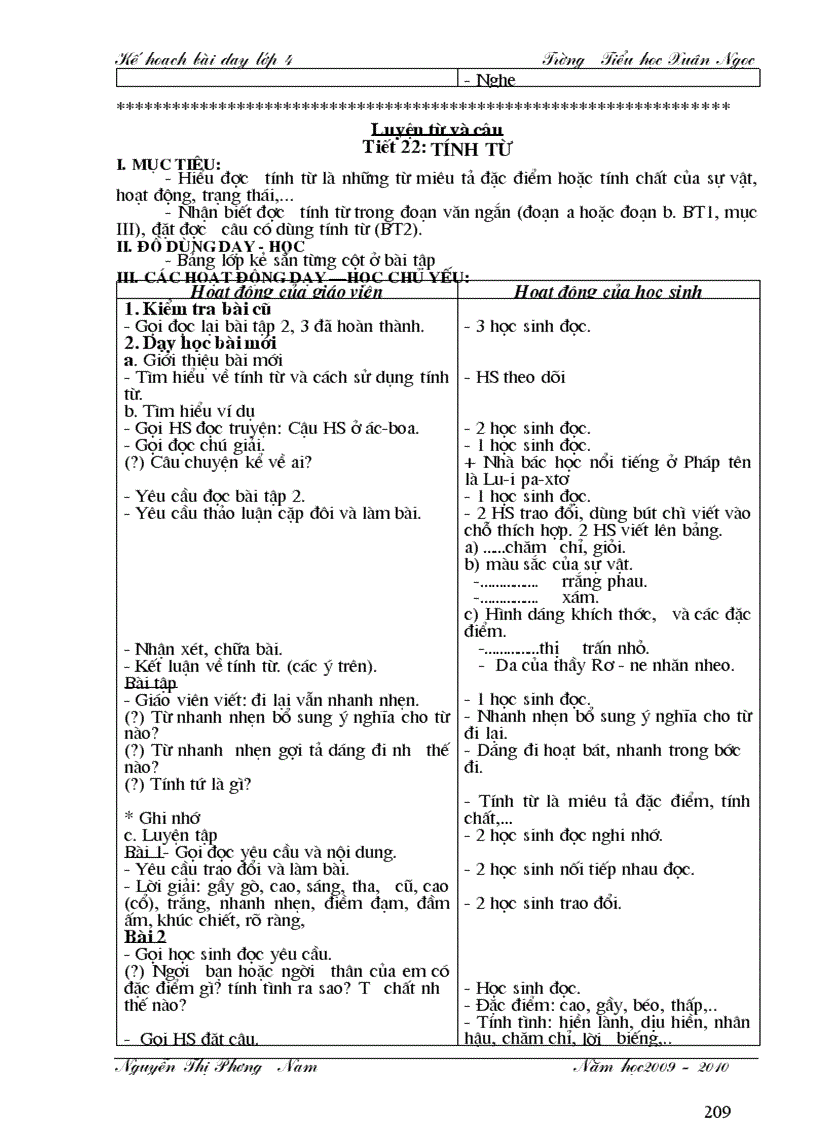 image for page Giáo án lớp 4 Tuần 11 năm học 2009 2010