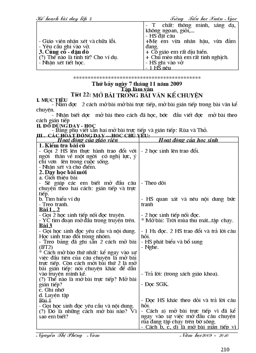 image for page Giáo án lớp 4 Tuần 11 năm học 2009 2010