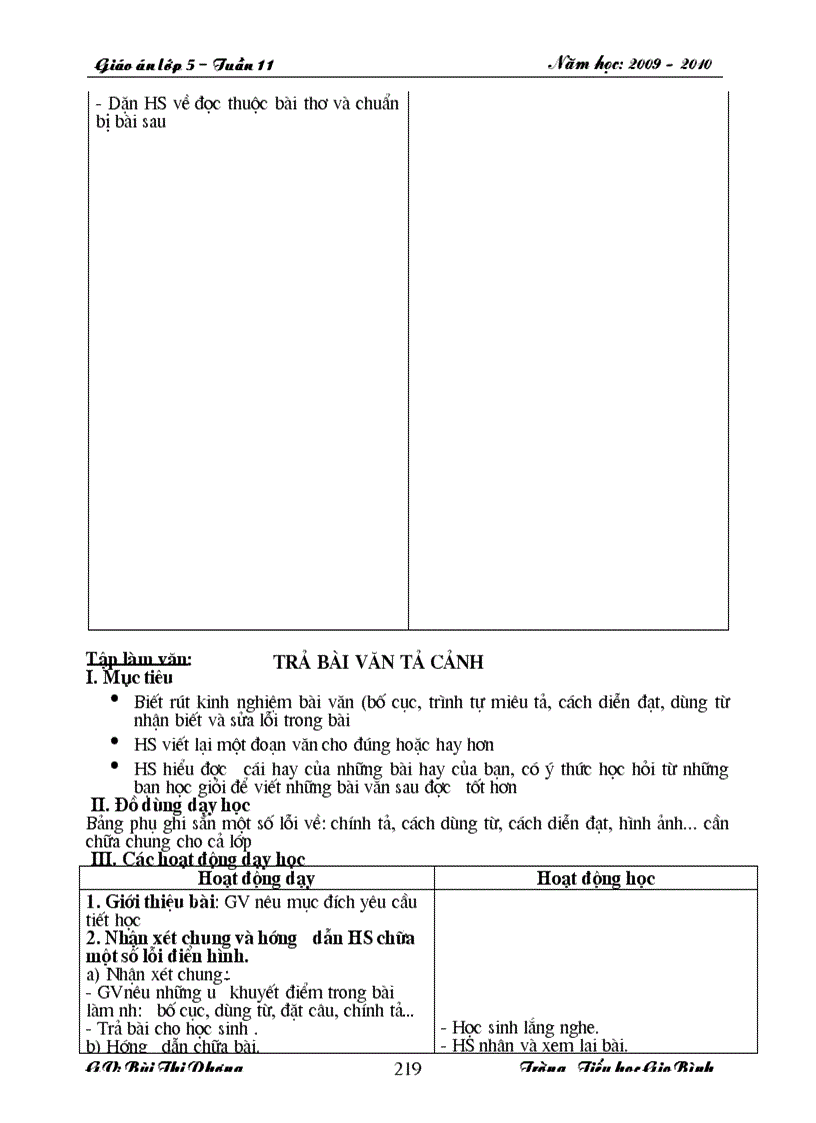 image for page Giáo án lớp 5 tuần 11 CKTKN