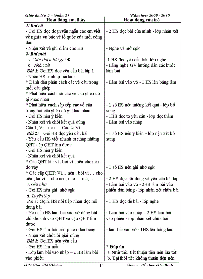 image for page Giáo án lớp 5 Tuần 21 CKTKN