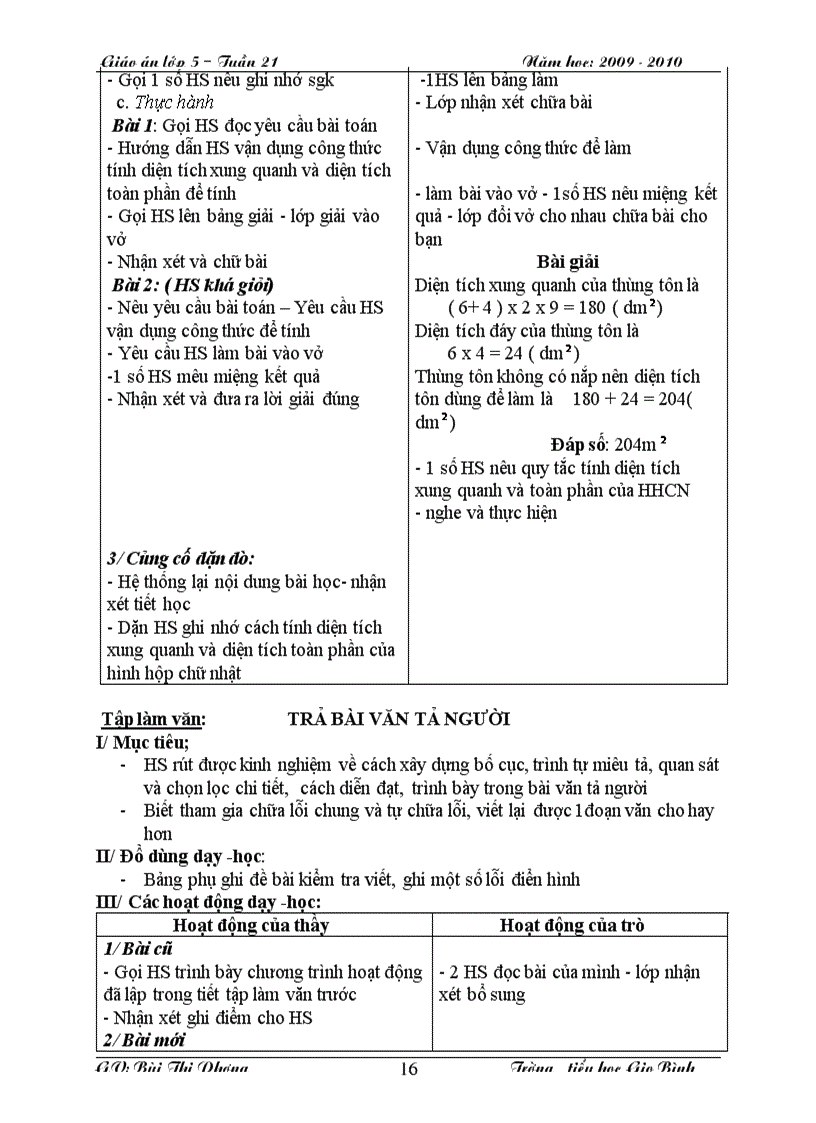 image for page Giáo án lớp 5 Tuần 21 CKTKN