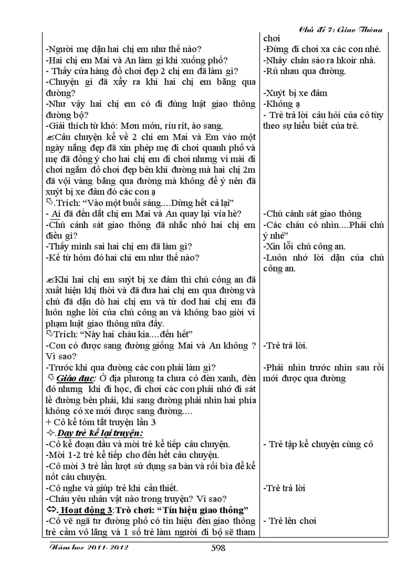 image for page Giáo an luật lệ giao thông 5 tuổi